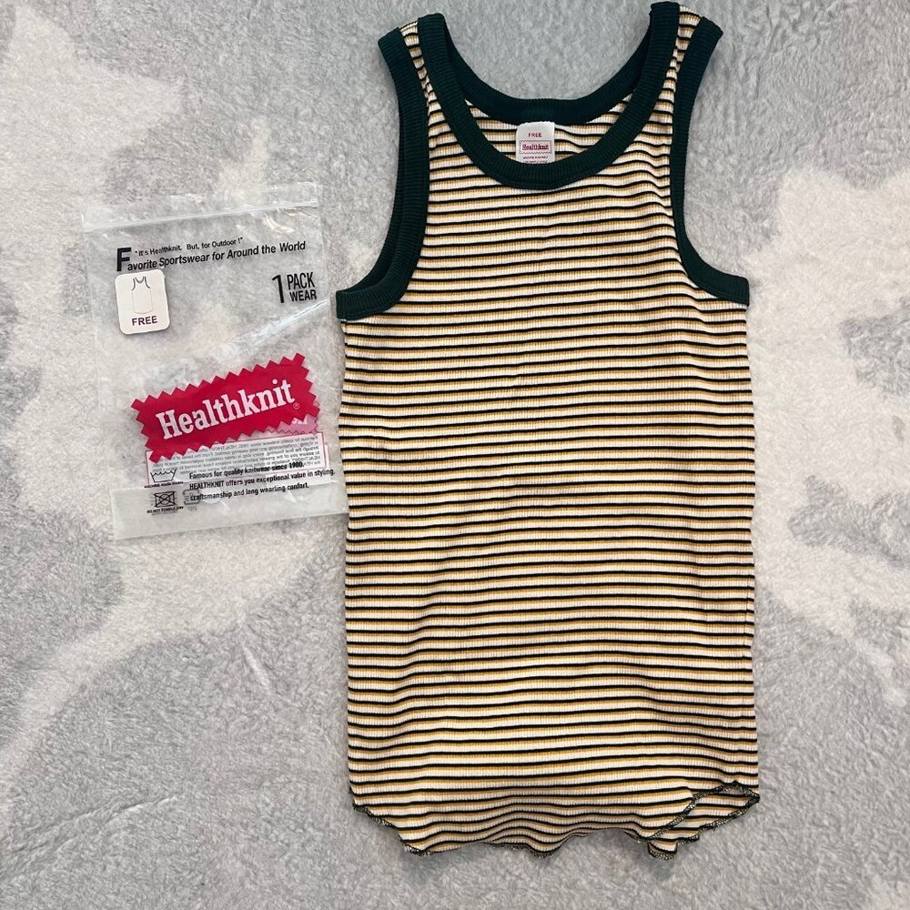 Healthknit Tank Top Striped One Free Size Unisex Vintage Women Men